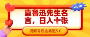 靠鲁迅先生名言,日入数张,视频号掘金赛道5.0-虚拟资源库