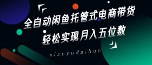 全自动闲鱼托管式电商带货,轻松实现月入五位数【揭秘】-虚拟资源库