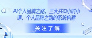 AI个人品牌之路,三天共10小时小课,个人品牌之路的系统构建-虚拟资源库