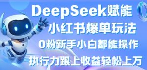 DeepSeek赋能小红书爆单玩法0粉新手小白都能操作,执行力跟上收益轻松上W,懒人勿做-虚拟资源库