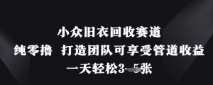 小众旧衣回收赛道,纯零撸 打造团队可享受管道收益,一天轻松3张-虚拟资源库