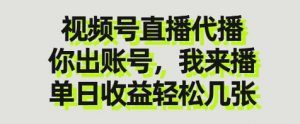 视频号直播代播，你出账号我来播，单日收益轻松几张【揭秘】-虚拟资源库