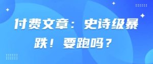 付费文章:史诗级暴跌!要跑吗?-虚拟资源库