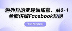 海外短剧变现训练营，从0-1全面讲解Facebook短剧-虚拟资源库