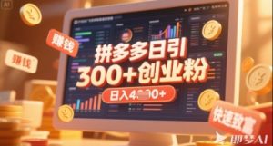 拼多多创业引流项目,每天吸引200+付费创业粉,实现日入多张+稳定收益-虚拟资源库