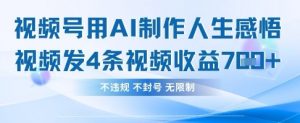 用AI做人生感悟视频，4条视频当天收益782-虚拟资源库