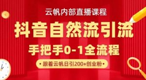 【云帆内部直播课】抖音最新自然模版引流玩法,单号单日引300+精准创业粉-虚拟资源库