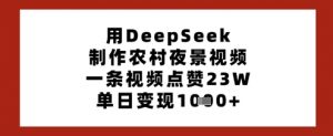 用DeepSeek制作农村夜景视频,一条视频点赞23W,单日变现多张-虚拟资源库