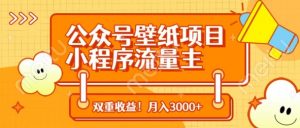 公众号壁纸项目,小程序流量主双收益,月入3000+-虚拟资源库