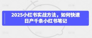 2025小红书实战方法，如何快速日产千条小红书笔记-虚拟资源库