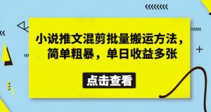 小说推文混剪批量搬运方法，简单粗暴，单日收益多张-虚拟资源库