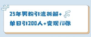 25年男粉引流拆解+单日引200人+变现多张-虚拟资源库