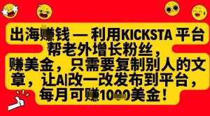 利用kicksta平台帮老外涨粉挣美金，每月收益1000美刀-虚拟资源库