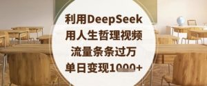利用DeepSeek用人生哲理视频，流量条条过万，单日变现数张-虚拟资源库