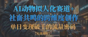 单日变现破千的流量密码,AI动物拟人化赛道+社畜共鸣的跨维度创作-虚拟资源库