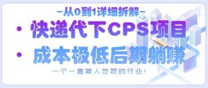 从0到1详细拆解快递代下CPS项目,一个一直被人忽视的行业!-虚拟资源库