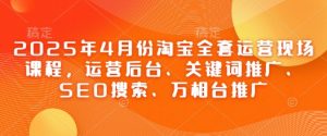 2025年4月份淘宝全套运营现场课程,运营后台、关键词推广、SEO搜索、万相台推广-虚拟资源库