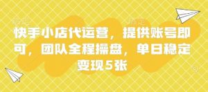 快手小店代运营,提供账号即可,团队全程操盘,单日稳定变现5张【揭秘】-虚拟资源库