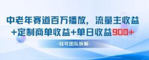 中老年赛道百万播放+流量主收益+定制收益,单日收益9张-虚拟资源库