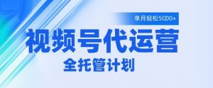 视频号代运营2.0,全程托管招募,单月轻松变现5k【揭秘】-虚拟资源库