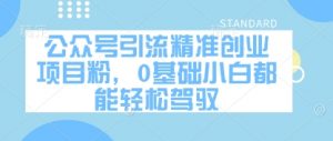 公众号引流精准创业项目粉,0基础小白都能轻松驾驭-虚拟资源库