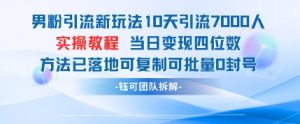 男粉引流新玩法10天引流7000人当日变现四位数可复制可批量0封号-虚拟资源库