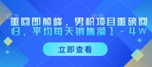 重回即颠峰，男粉项目重磅回归，平均每天销售额1-4W-虚拟资源库