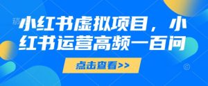 小红书虚拟项目,小红书运营高频一百问【文档】-虚拟资源库