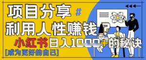 小红书日入1k+?揭秘人性洞察力,小白3分钟上手,点赞爆棚!-虚拟资源库