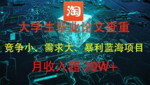 大学生毕业论文查重,暴利蓝海项目,月收入过1W+-虚拟资源库