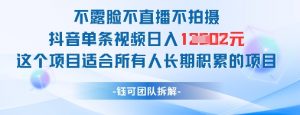 不露脸不直播不拍摄抖音单条视频日入1k+这个项目适合所有人长期积累的项目-虚拟资源库