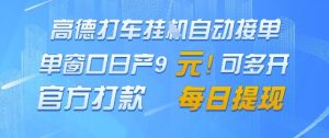高德地图挂G接单,单窗口日产9元,官方打款,每日提现【揭秘】-虚拟资源库