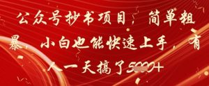 公众号抄书项目，简单粗暴，小白也能快速上手，有人一天搞了1k+-虚拟资源库