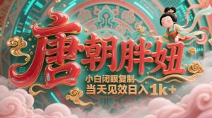 用AI克隆“唐朝胖妞”日更3条，平台疯狂推流，小白闭眼复制，当天见效，日入1k+-虚拟资源库
