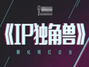 IP独角兽，孵化网红企业，ip教程-虚拟资源库