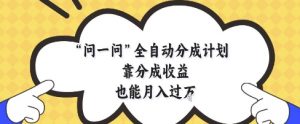 问一问全自动分成计划,靠分成收益也能月入过1W【揭秘】-虚拟资源库