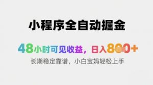小程序全自动掘金,48小时可见收益,日入8张+长期稳定靠谱,小白宝妈轻松上手【揭秘】-虚拟资源库