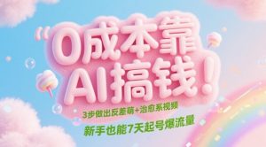 0成本靠AI搞钱！3步做出反差萌+治愈系视频，新手也能7天起号爆流量-虚拟资源库