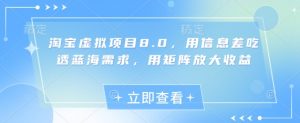 淘宝虚拟项目8.0，用信息差吃透蓝海需求，用矩阵放大收益-虚拟资源库