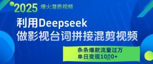 利用Deepseek做影视台词拼接混剪视频,条条爆款流量过W,单日变现多张-虚拟资源库