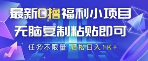 最新0撸福利小项目,抖音平台大放水,无脑复制粘贴 即可挣钱,任务不限量,轻松日入1K+【揭秘】-虚拟资源库