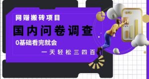 网创搬砖项目,国内问卷调查,0基础看完就会 一天轻松三四张,靠谱副业干就完了【揭秘】-虚拟资源库