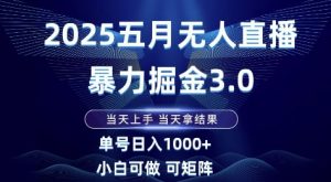 2025五月无人直播暴力掘金3.0,当天上手,当天拿结果,单号日入1k+小白可做可矩阵【揭秘】-虚拟资源库