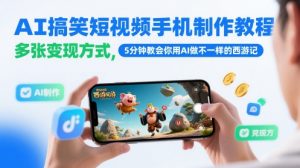 AI搞笑短视频手机制作教程，多张变现方式，5分钟教会你用AI做不一样的西游记-虚拟资源库