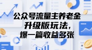 公众号流量主养老金升级版玩法，爆一篇收益多张-虚拟资源库