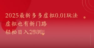2025最新多多虚拟0.01玩法!虚拟也有新世界,轻松日入1k+-虚拟资源库