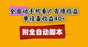 全自动看广告撸收益,单设备收益40+,可矩阵,附脚本,小白必选【揭秘】-虚拟资源库