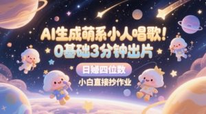 AI生成萌系小人唱歌,0基础3分钟出片,28个作品涨粉8.9W,单条最高19W赞,日入四位数,小白直接抄作业-虚拟资源库