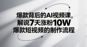 爆款背后的AI视频课，解说7天涨粉10W爆款短视频的制作流程-虚拟资源库