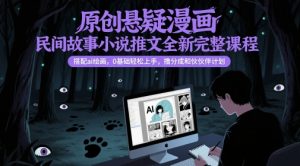 原创悬疑漫画民间故事小说推文全新完整课程, 搭配ai绘画,0基础轻松上手,撸分成和伙伴计划-虚拟资源库